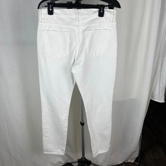 Frame Mid-Rise Distressed Boyfriend White Jeans Size 27 (4) NWT - Picture 10 of 12